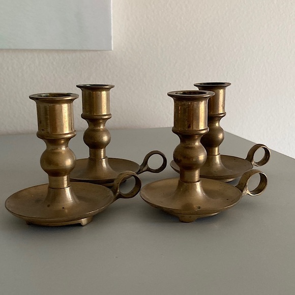 Other - Vintage Brass Candlestick Holders made in Korea set of 4 adorable candle holder